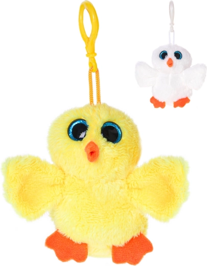 Porte-clés en peluche poussin aux yeux scintillants - 1 pièce