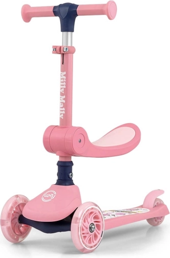Trottinette évolutive d’équilibre pour enfants Milly Mally Fuzzy avec porteur, rose