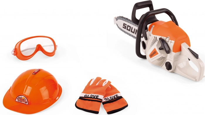 Tronçonneuse avec effets 35 cm – set pour enfants avec casque et lunettes