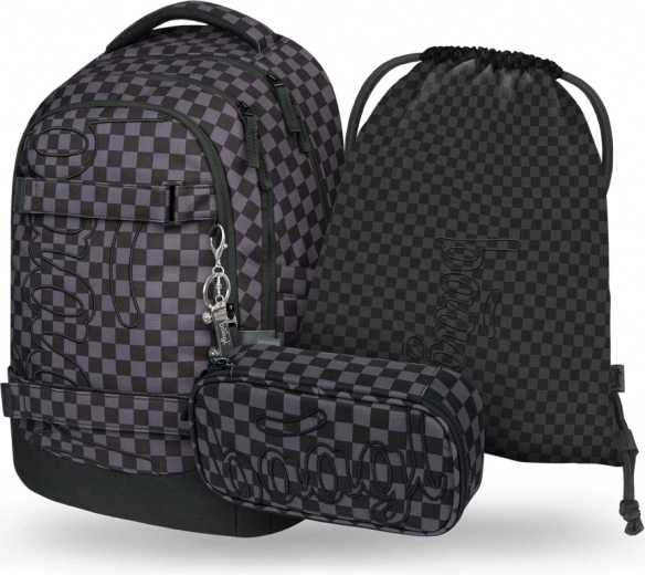 Ensemble de fournitures scolaires BAAGL Skate Max gris : sac à dos, trousse et sac