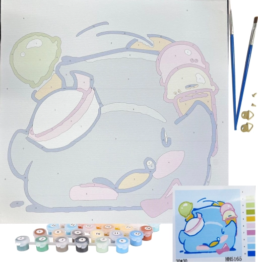 Kit complet : peintures, pinceaux, cadre