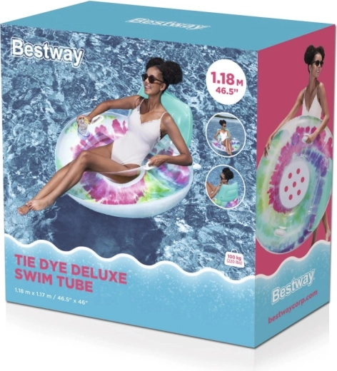Bouée gonflable avec dossier Bestway Tie Dye 118 × 117 cm
