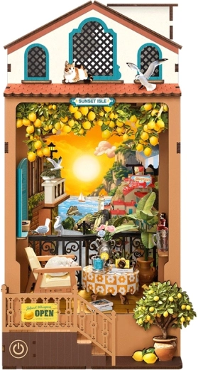 Robotime 3D puzzle serre-livres miniature de maisonnette – coucher de soleil sur l’île