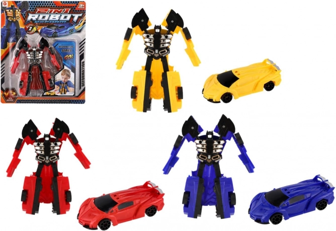 Robot transformable – voiture 14 cm, plastique, 3 couleurs