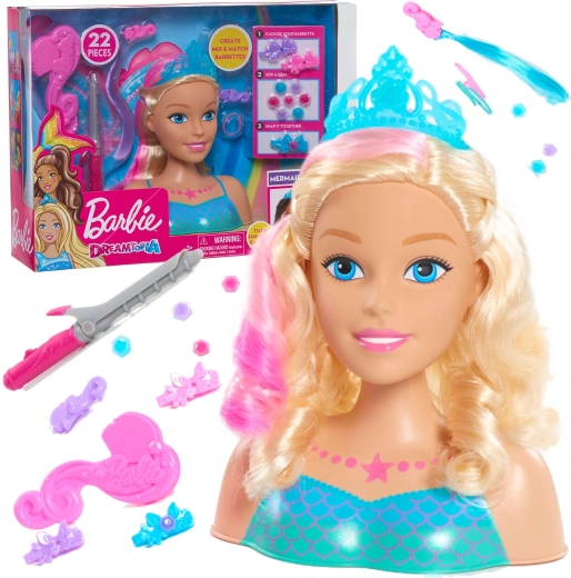 Outlet Barbie Dreamtopia tête de sirène à coiffer et à styliser avec accessoires