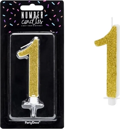 Bougie d'anniversaire pour gâteau chiffre 1 dorée - 1 pièce