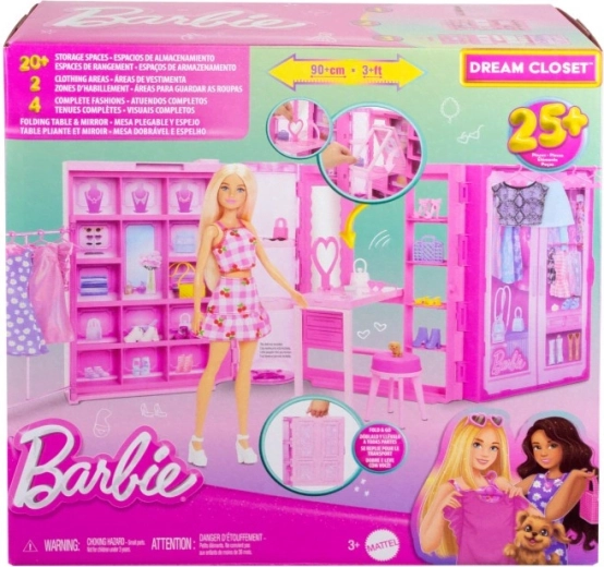 Garde-robe de rêve BARBIE avec tenues et accessoires (sans poupée)