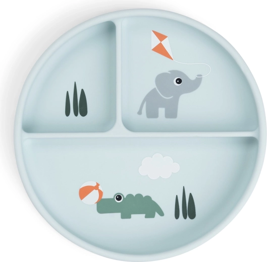 Done by Deer assiette compartimentée à ventouse Stick&Stay Playground bleue