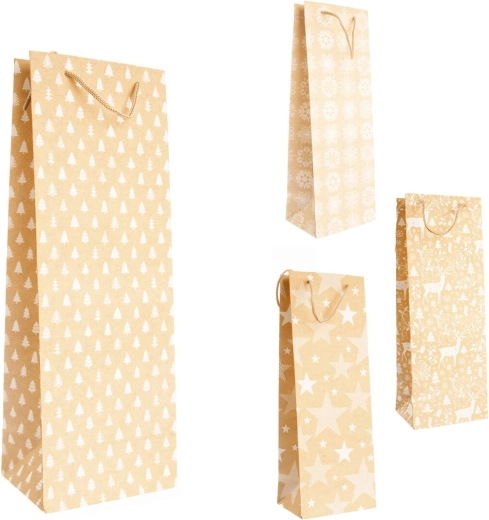 Sac cadeau de Noël beige et blanc 13 × 10 × 35 cm (4 variantes)