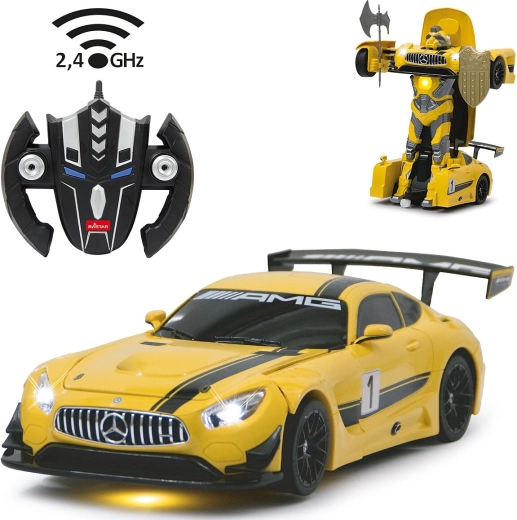 Jamara Mercedes-Benz AMG GT3 voiture RC / robot transformable 1:14 jaune 2,4 GHz