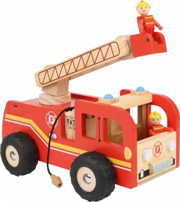Camion de pompiers en bois SMALL FOOT avec échelle rotative et figurines