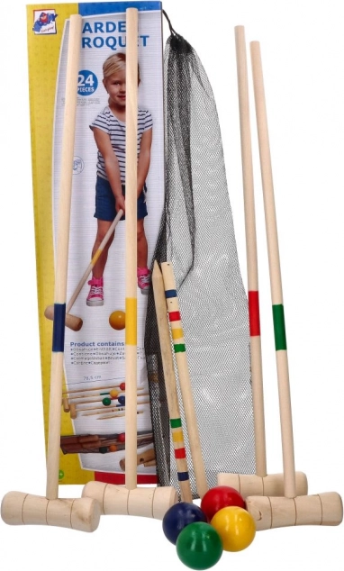 Croquet de jardin WOODY pour toute la famille avec sac en filet