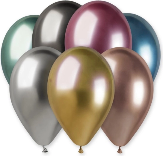 Ballon en latex Gemar 33 cm avec brillance chromée – couleurs assorties - 1 pièce