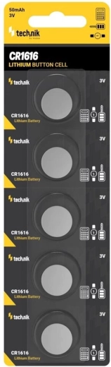 Technik Platinum pile bouton au lithium CR1616 3 V, lot de 5 pièces
