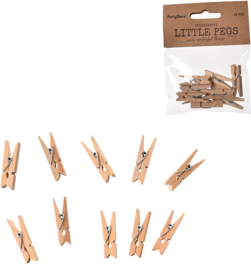 Mini pinces à linge en bois marron 3,5 cm (10 pcs)