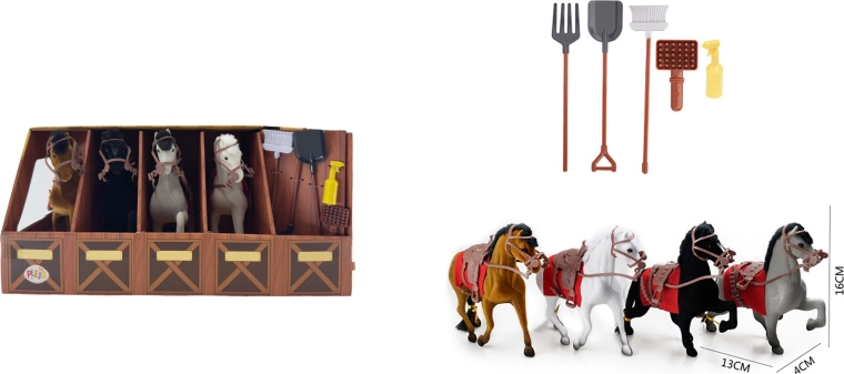 PLEJO ensemble de 4 chevaux avec accessoires - 1 pièce