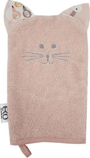 Gant de toilette en coton EKO avec oreilles Cat rose pink 20 × 15 cm
