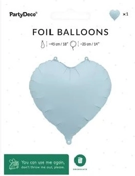 Ballon en aluminium cœur bleu brumeux 45 cm