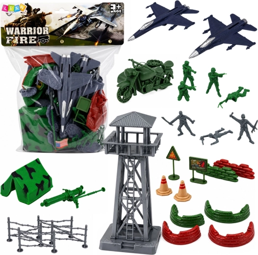 Ensemble militaire pour enfants 72 pièces – soldats, avions, tour et accessoires