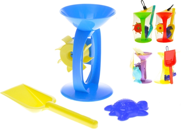 Set de sable avec moulin, pelle et moule (3 pièces)