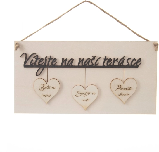 Pancarte en bois « Bienvenue sur notre terrasse » 34 × 16 cm