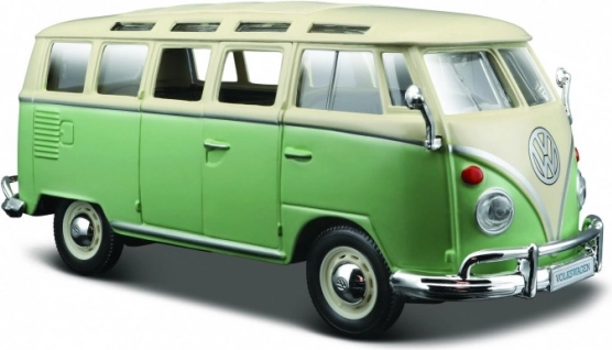 Modèle métallique Volkswagen Van Samba beige‑vert 1:24