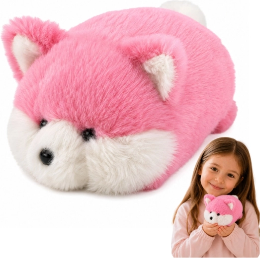 Renard rose en peluche à câliner 16 cm - 1 pièce