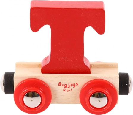 Wagon pour train en bois avec la lettre T