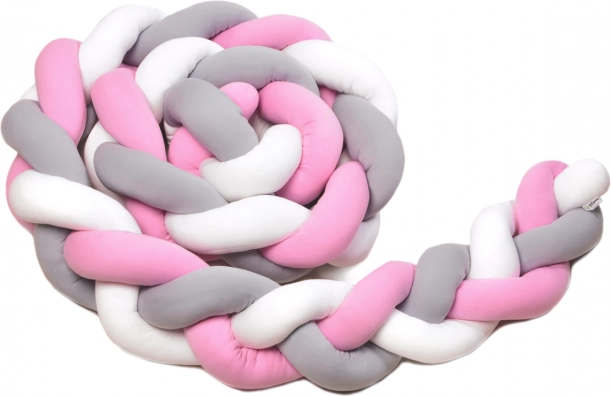 Barrière tressée T-TOMI 360 cm blanc, gris et rose