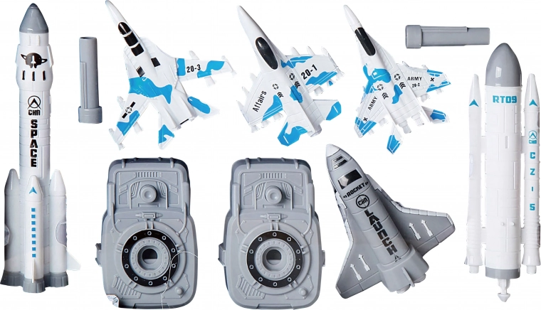 Fusée avec rampe de lancement et accessoires