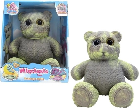 EPEE Mięciuś ours en peluche douce qui brille dans le noir 28 cm gris-jaune