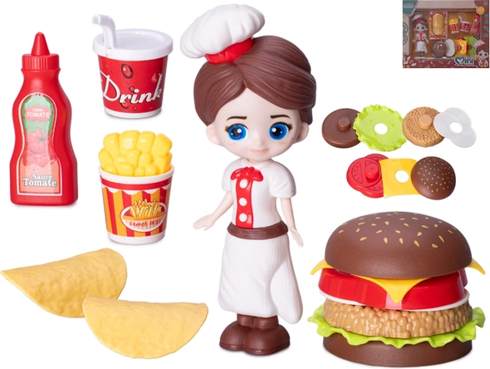 Poupée cuisinière 15 cm avec accessoires