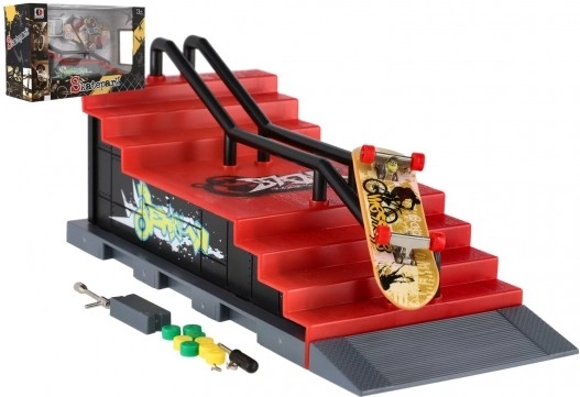 Skatepark de doigt avec escaliers et rambarde – fingerboard 8 cm avec rampe et accessoires