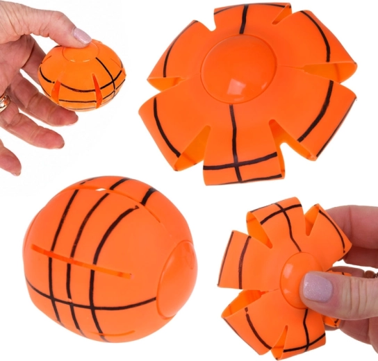 Balle disque volant « presse et lance » – jouet élastique à main 7 cm