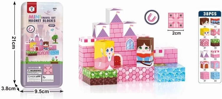 Blocs de construction magnétiques Château de princesse 38 pièces 2 cm