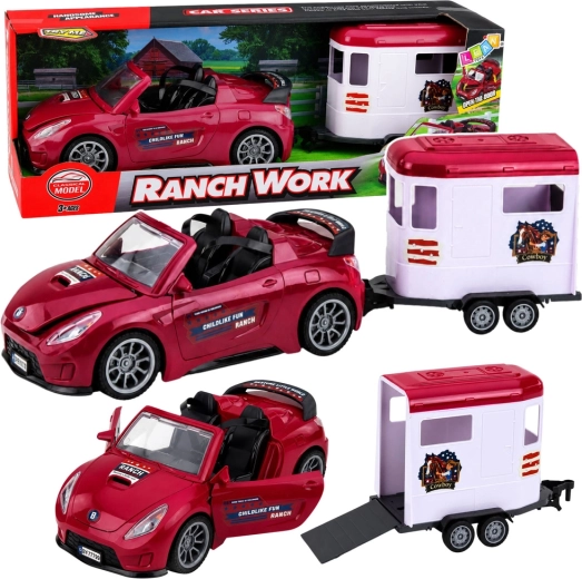 Cabriolet pour enfants avec remorque de transport pour chevaux
