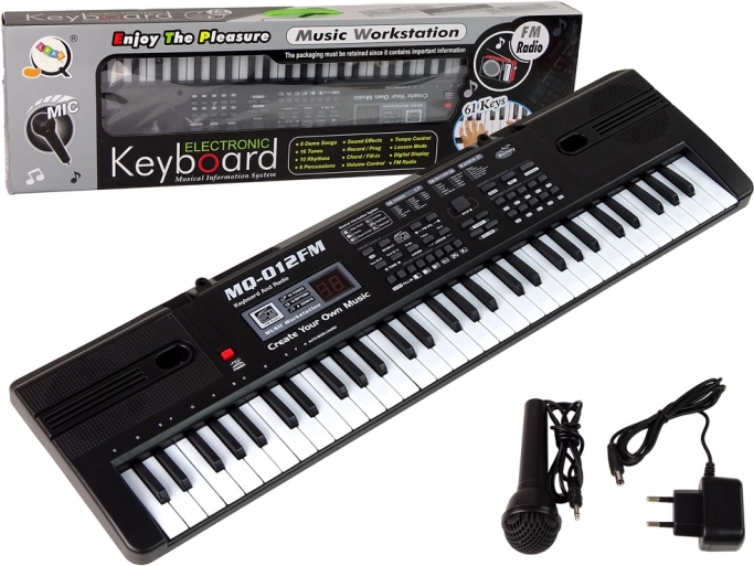 Instrument électronique à clavier avec microphone et radio FM, 61 touches