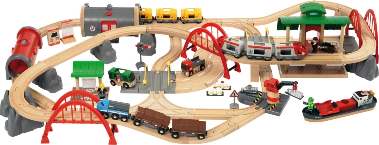 Circuit de train deluxe avec sons et lumières dans une boîte en plastique