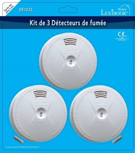 Lexibook lot de 3 détecteurs de fumée avec piles