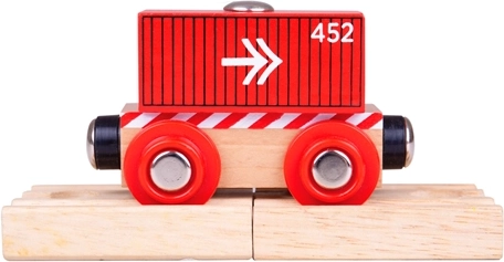 Wagon Bigjigs Rail avec conteneur rouge