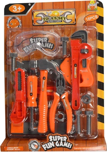 Kit d’outils en plastique pour enfants avec lunettes de protection – 18 pièces