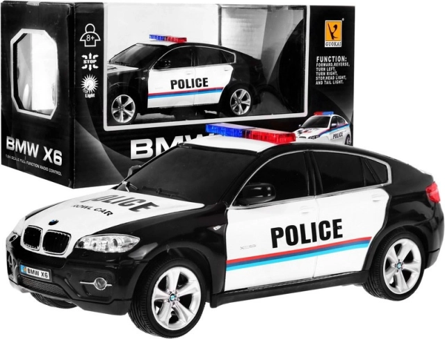 Voiture de police BMW x6 pour enfants 8+ Télécommande police 1:24 Lumières Coq