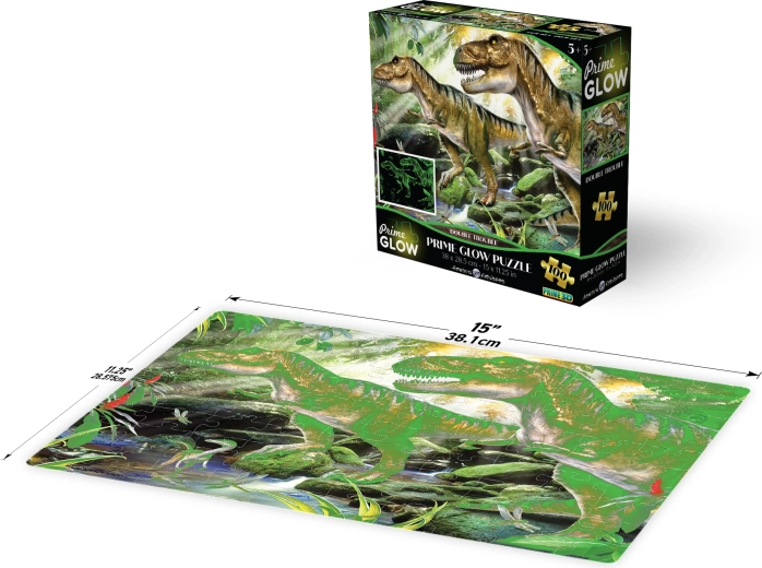 Puzzle 3D lumineux – double catastrophe de dinosaures, 100 pièces