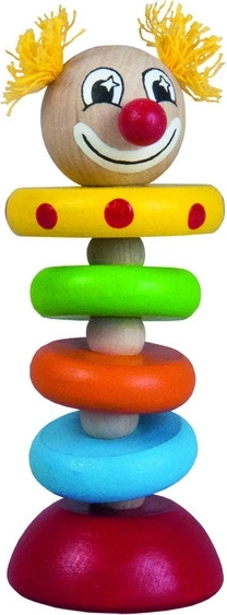 DETOA clown sur élastique 12 cm – jouet en bois pour enfants dès 6 mois