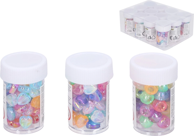 Perles en plastique colorées en tube