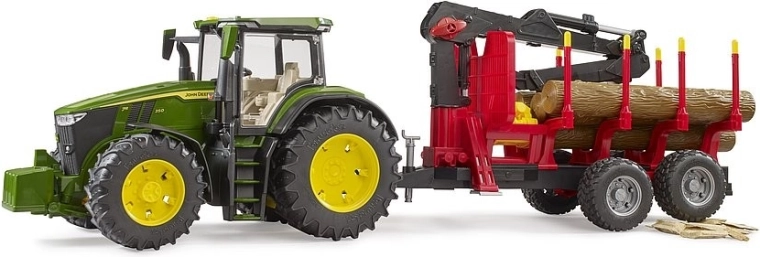 Bruder Tracteur John Deere avec remorque arrière et billes de bois