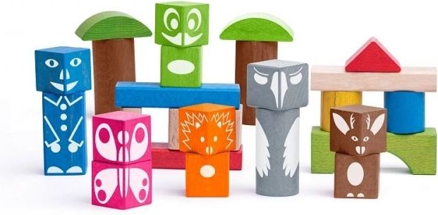 Cubes colorés Woody avec imprimés d’animaux