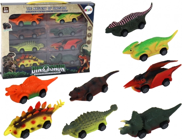 Voitures colorées en forme de dinosaures - lot de 8 pièces