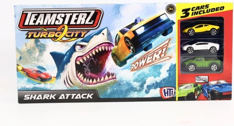 Circuit Teamsterz attaque de requin avec lanceur et 3 petites voitures