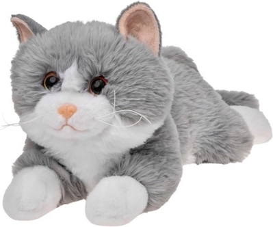 Décoration en peluche chat gris et blanc